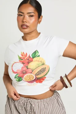 T-shirt Court Grande Taille Imprimé Fruits