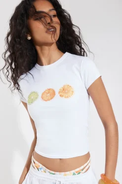 boohoo T-shirt Court Imprimé Agrumes<Femme Tops