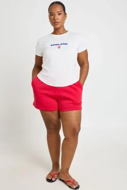 T-shirt Court Imprimé Football Angleterre Grande Taille