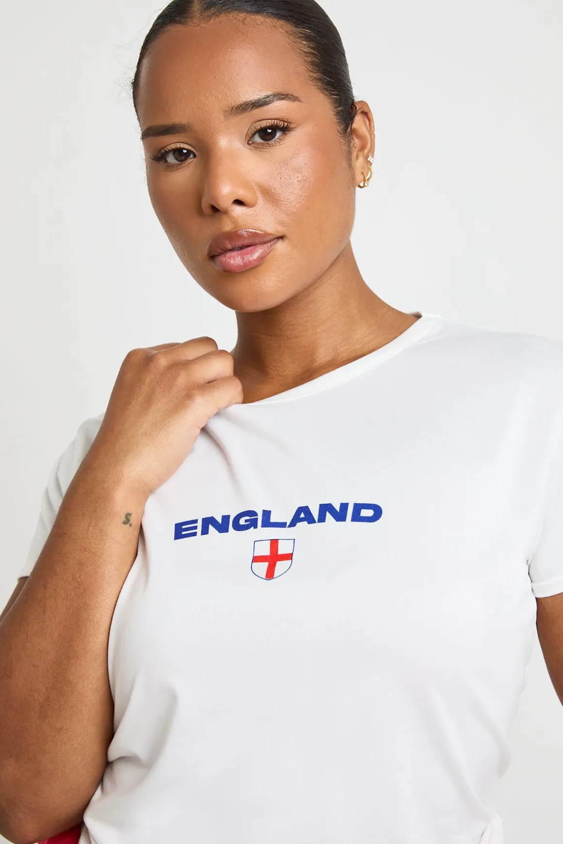 T-shirt Court Imprimé Football Angleterre Grande Taille