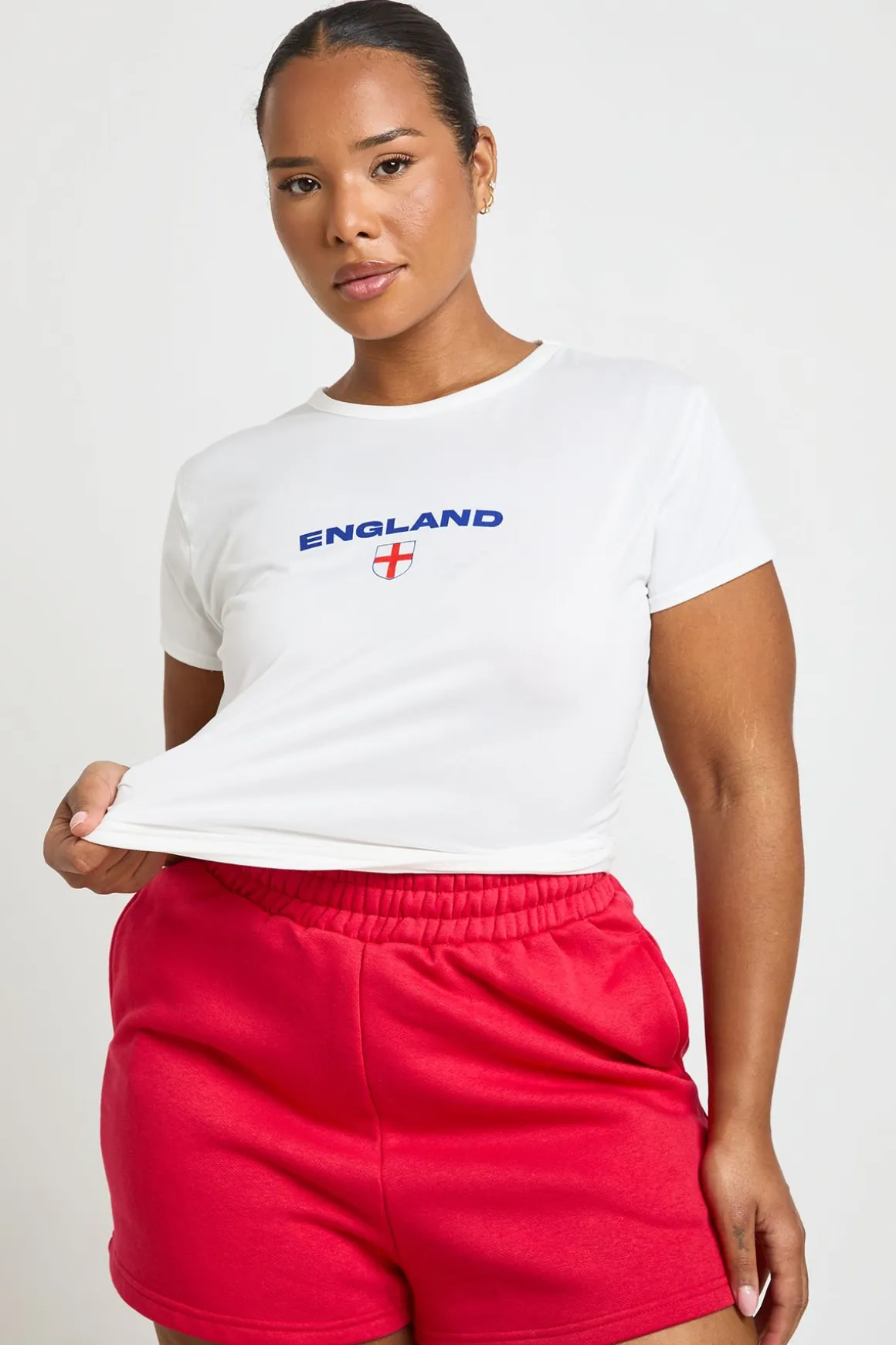 T-shirt Court Imprimé Football Angleterre Grande Taille