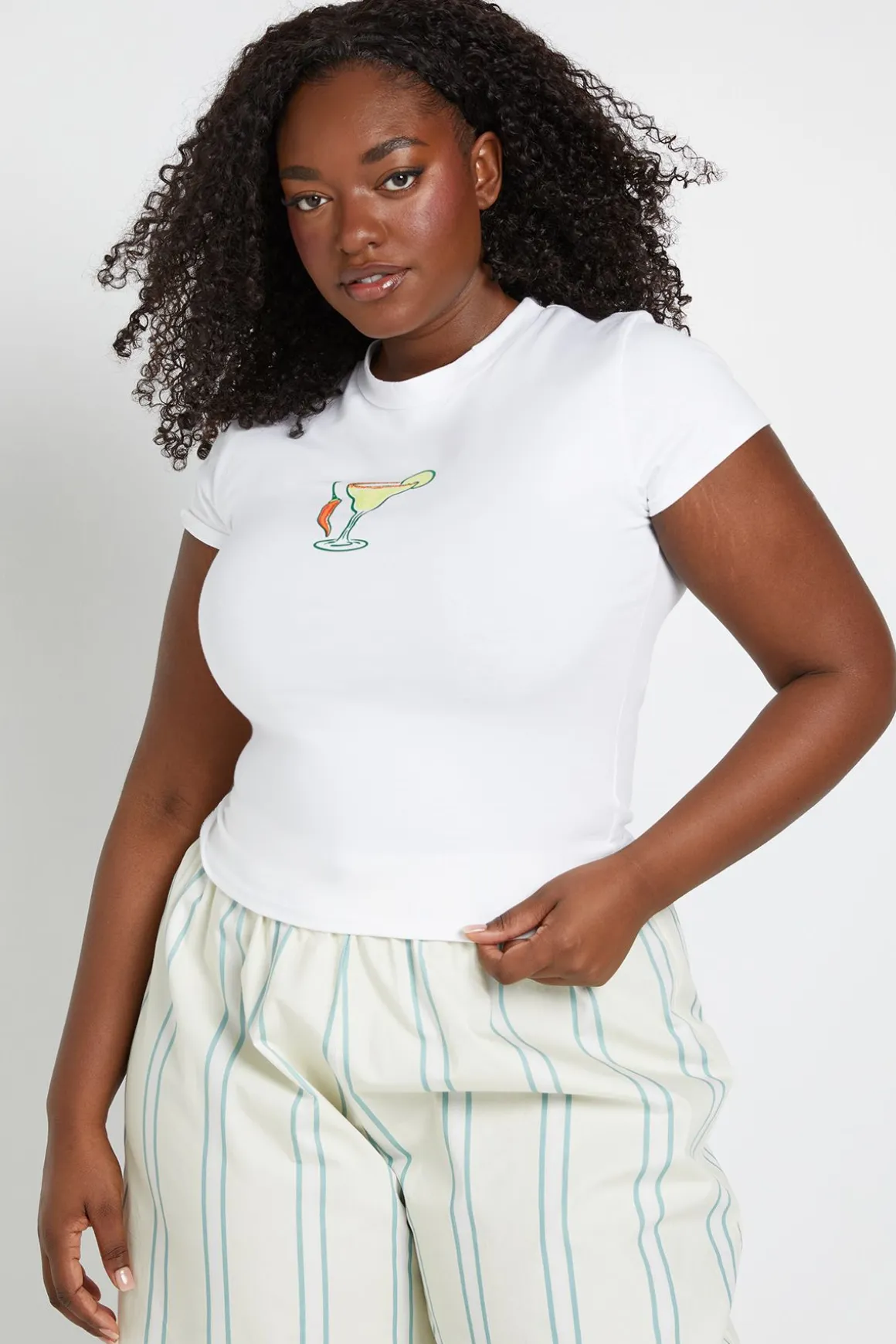 T-shirt Court Imprimé Margarita Épicée Grande Taille