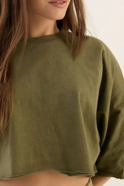 DSGN Studio T-shirt Court À Manches Courtes Oversize En Tissu Épais Lavé<Femme Dsgn Studio|Tops
