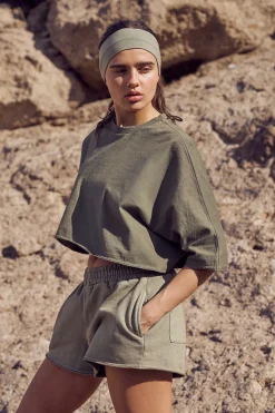 DSGN Studio T-shirt Court À Manches Courtes Oversize En Tissu Épais Lavé<Femme Dsgn Studio|Tops