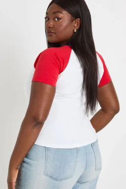 T-shirt Court À Manches Raglan Angleterre Football Grande Taille