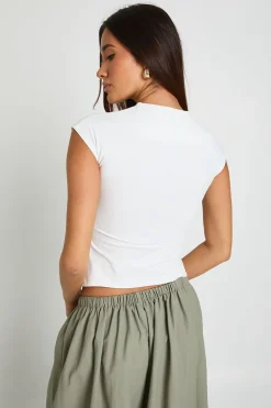 boohoo T-shirt Court Mat Slinky À Manches Montées<Femme Basiques|Tops