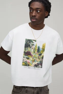 T-shirt Court Oversize À Imprimé Numérique Champêtre