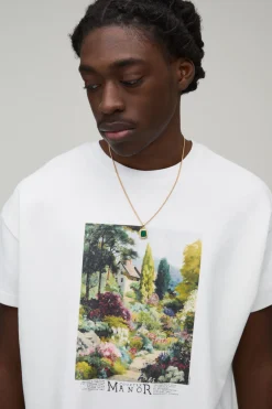 T-shirt Court Oversize À Imprimé Numérique Champêtre
