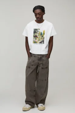 T-shirt Court Oversize À Imprimé Numérique Champêtre