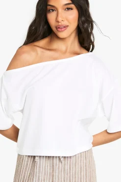 boohoo T-shirt crop boxy à épaules dénudées<Femme Tops