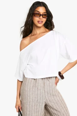 boohoo T-shirt crop boxy à épaules dénudées<Femme Tops