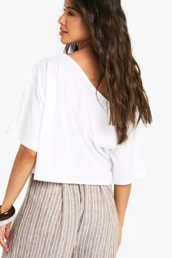 boohoo T-shirt crop boxy à épaules dénudées<Femme Tops