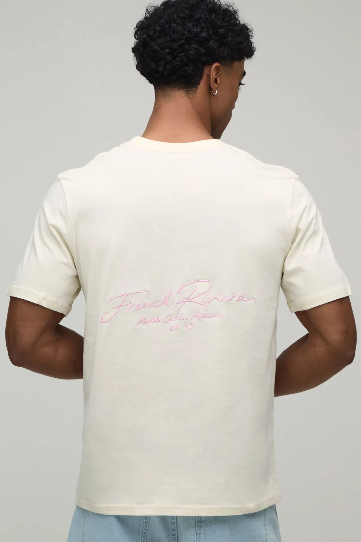 T-shirt Écru Brodé French Riviera Coupe Regular