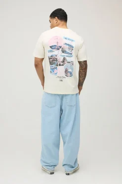 boohooMAN T-shirt Écru Coupe Regular Imprimé Carte Postale Tokyo<Homme T-Shirts Impriméstendances|T-Shirts