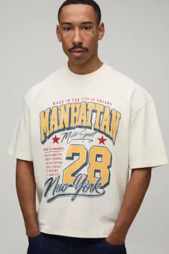 T-shirt Écru Graphique Manhattan Coupe Ample Oversize