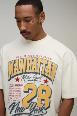 T-shirt Écru Graphique Manhattan Coupe Ample Oversize