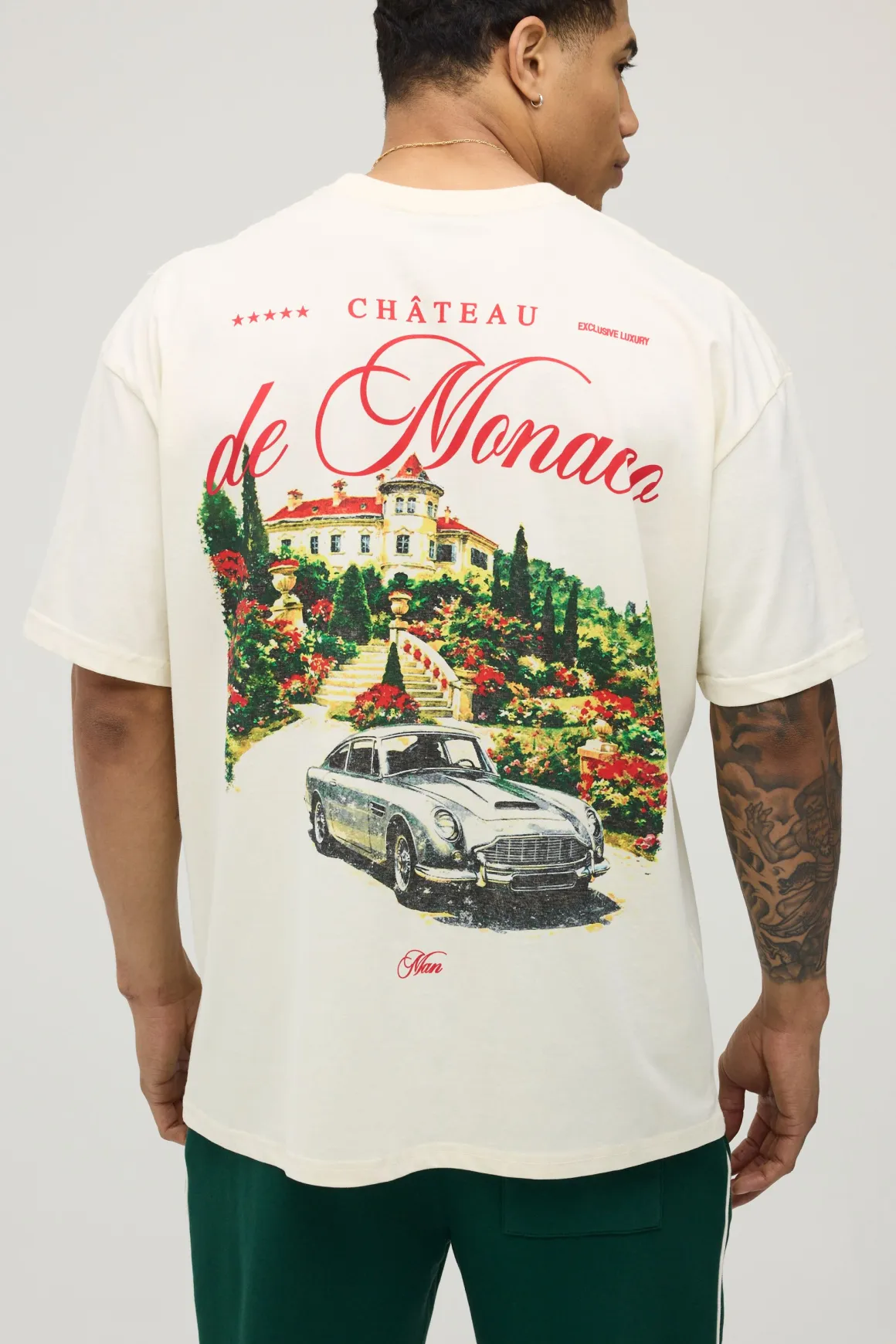 T-shirt Écru Imprimé De Monaco Coupe Oversize