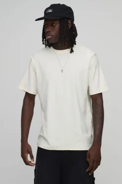 T-shirt Écru À Imprimé Floral Avec Coutures Apparentes Coupe Regular