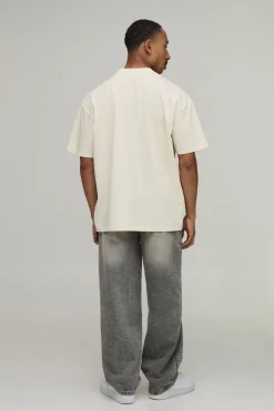 T-shirt Écru Imprimé Western Motel Oversize