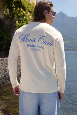 T-shirt Écru À Manches Longues Coupe Regular Imprimé Monte Carlo