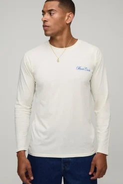 T-shirt Écru À Manches Longues Coupe Regular Imprimé Monte Carlo