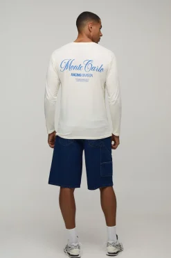 T-shirt Écru À Manches Longues Coupe Regular Imprimé Monte Carlo