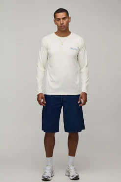 T-shirt Écru À Manches Longues Coupe Regular Imprimé Monte Carlo