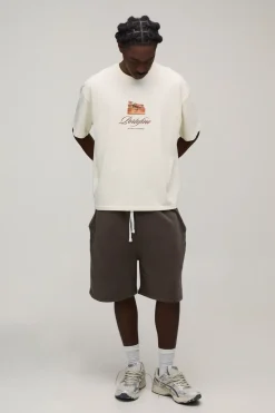T-shirt Écru Oversize Ample Imprimé Portofino