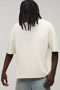 T-shirt Écru Oversize Ample À Imprimé Côte D'Azur