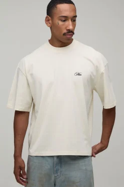 boohooMAN T-shirt Écru Oversize Boxy À Imprimé Casa Palms<Homme T-Shirts Impriméstendances|T-Shirts