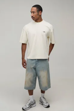 boohooMAN T-shirt Écru Oversize Boxy À Imprimé Casa Palms<Homme T-Shirts Impriméstendances|T-Shirts
