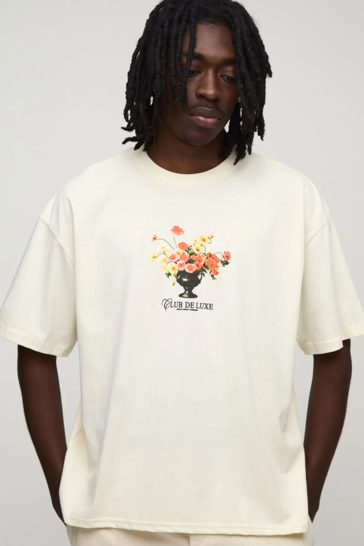 T-shirt Écru Oversize Boxy À Micro-imprimé Floral