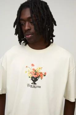 T-shirt Écru Oversize Boxy À Micro-imprimé Floral