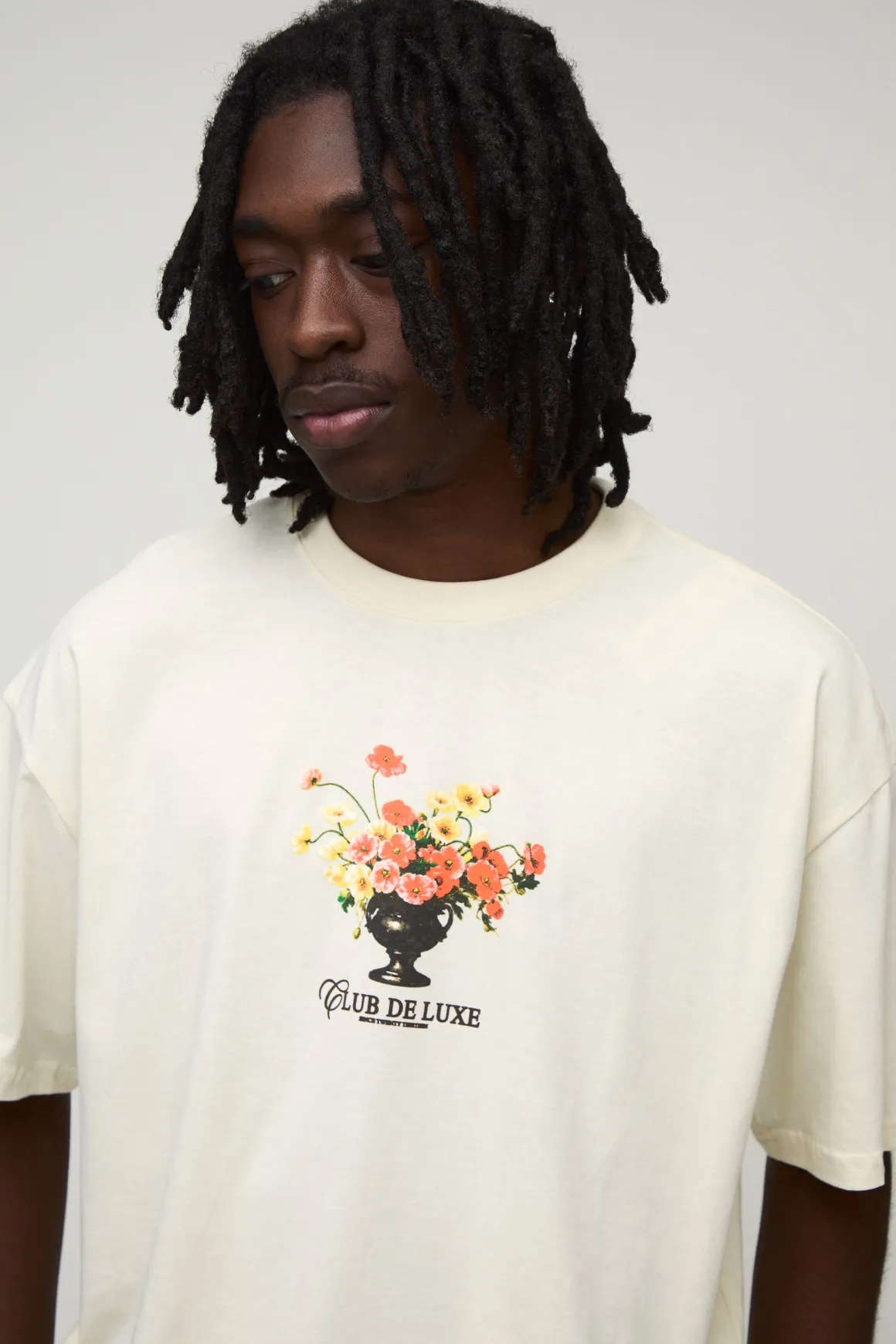 T-shirt Écru Oversize Boxy À Micro-imprimé Floral