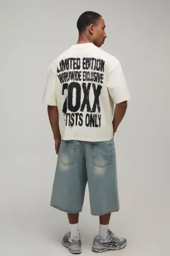 boohooMAN T-shirt Écru Oversize Boxy À Slogan Artists Only<Homme T-Shirts Impriméstendances|T-Shirts