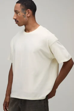 T-shirt Écru Oversize Coupe Boxy Imprimé Monaco Hotel