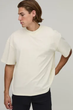 boohooMAN T-shirt Écru Oversize Coupe Boxy Imprimé Hakone<Homme T-Shirts Impriméstendances|T-Shirts