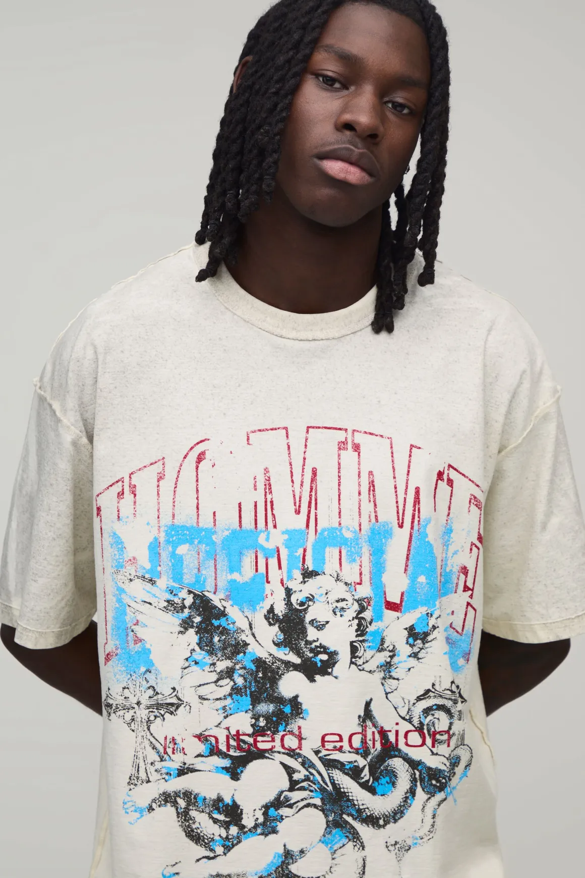T-shirt Écru Oversize À Coutures Apparentes Effet Spray Renaissance