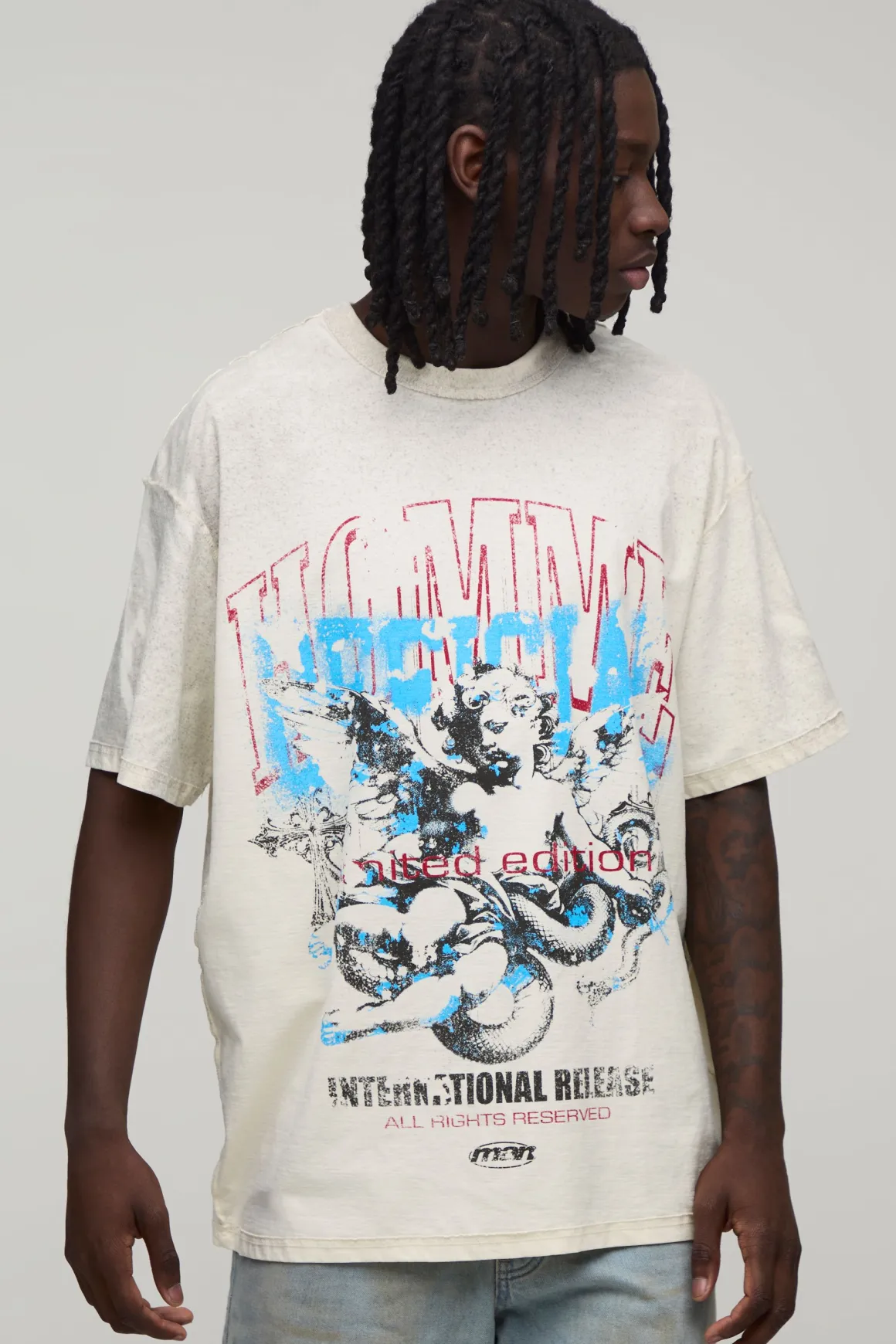 T-shirt Écru Oversize À Coutures Apparentes Effet Spray Renaissance