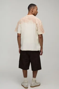 boohooMAN T-shirt Écru Oversize À Coutures Apparentes Avec Motif Scorpion Effet Délavage Spray<Homme T-Shirts Impriméstendances|T-Shirts