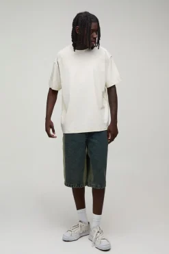 T-shirt Écru Oversize À Coutures Apparentes Imprimé Effet Spray Délavé