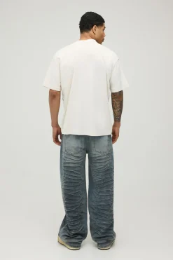 boohooMAN T-shirt Écru Oversize À Coutures Apparentes Et Motif Chaîne Graphique<Homme T-Shirts Impriméstendances|T-Shirts