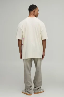 T-shirt Écru Oversize À Imprimé Floral Estompé