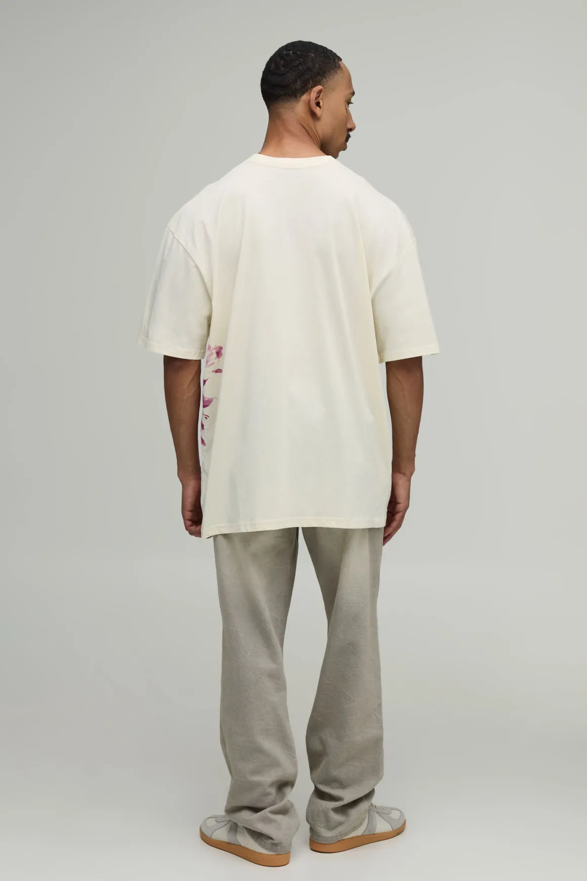 T-shirt Écru Oversize À Imprimé Floral Estompé