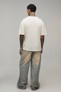 boohooMAN T-shirt Écru Oversize Imprimé Graphique Manhattan Tall<Homme Tout Afficher|Tout Afficher