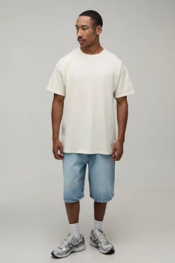T-shirt Écru Oversize À Imprimé Oiseau Pochoir