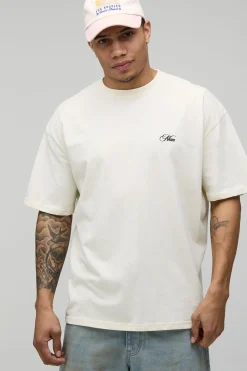 T-shirt Écru Oversize À Imprimé Paysage Fenêtre