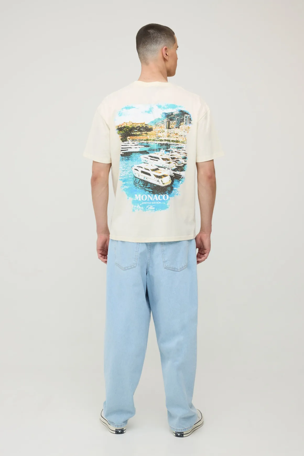 T-shirt Écru Oversize À Imprimé Paysage De Monaco