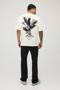 T-shirt Écru Oversize À Imprimé Palmiers