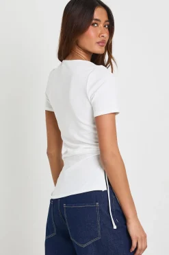 T-shirt Côtelé Avec Fronces Latérales